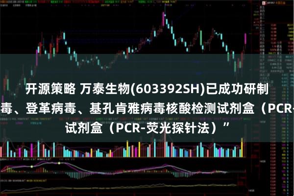 开源策略 万泰生物(603392SH)已成功研制并推出“寨卡病毒、登革病毒、基孔肯雅病毒核酸检测试剂盒（PCR-荧光探针法）”